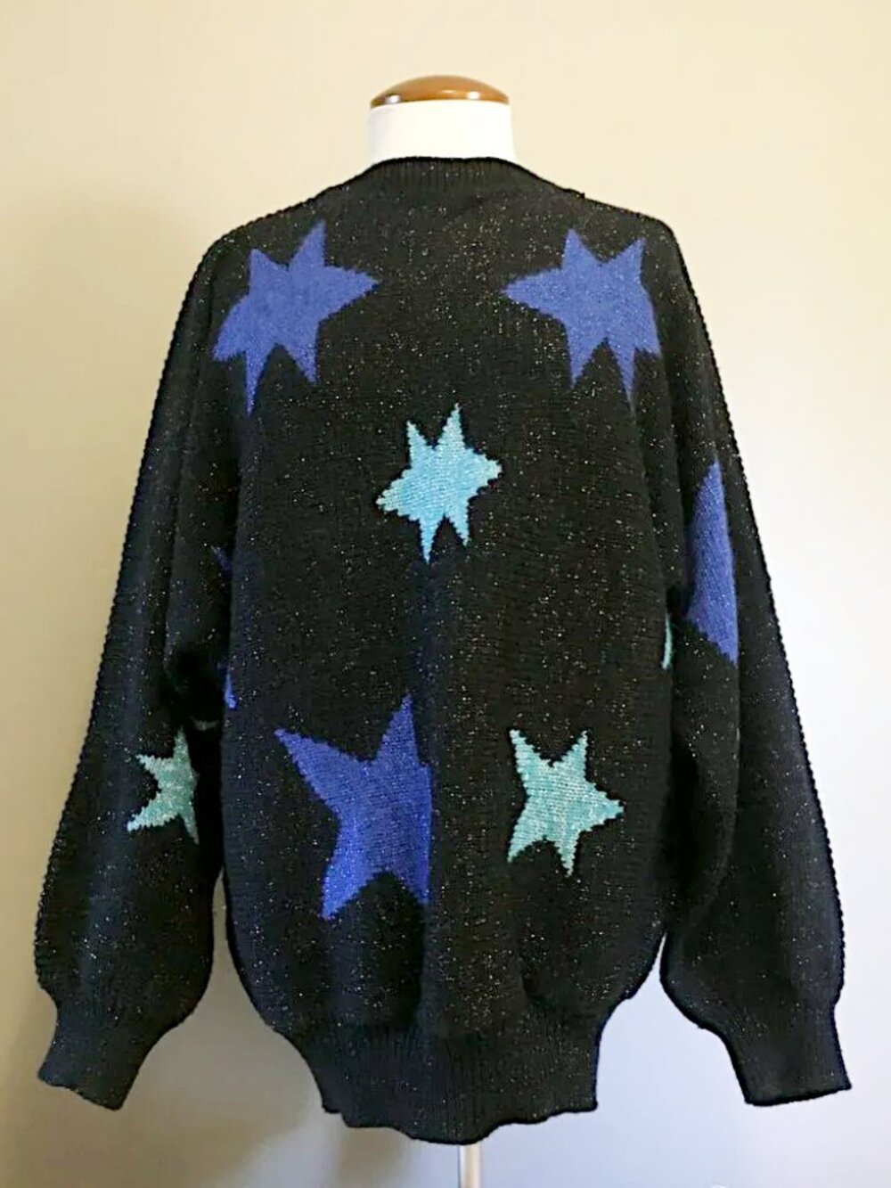 Vintage 80s Angora Wool Blend Space Age Star Sweater